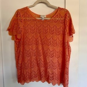 🍑Forever 21 crochet top in pretty peach color. Size XL